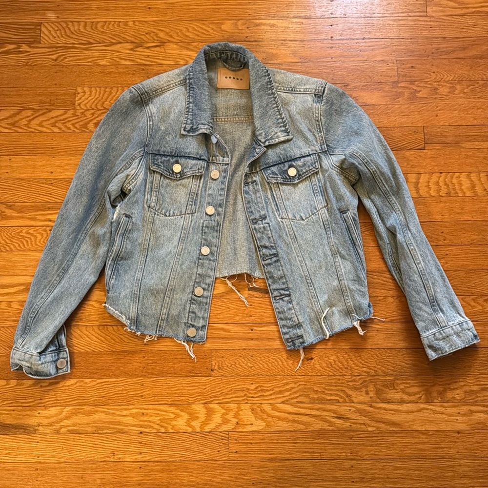 Blank NYC Denim Distressed Jean Jacket Button Sz XL